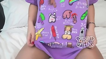 Petite Blonde Teen With A Curvy Ass Gives A Messy Oral Sex